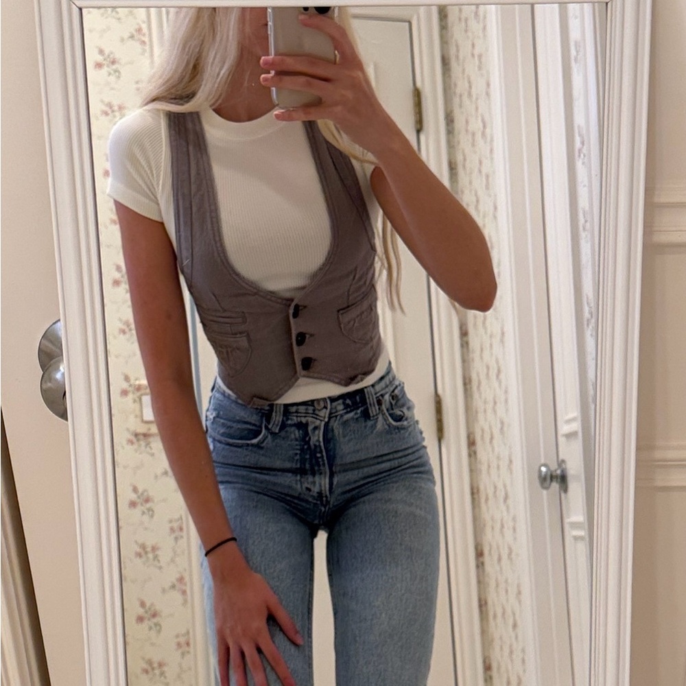 Gray Jean Vest - Picture 7 of 9